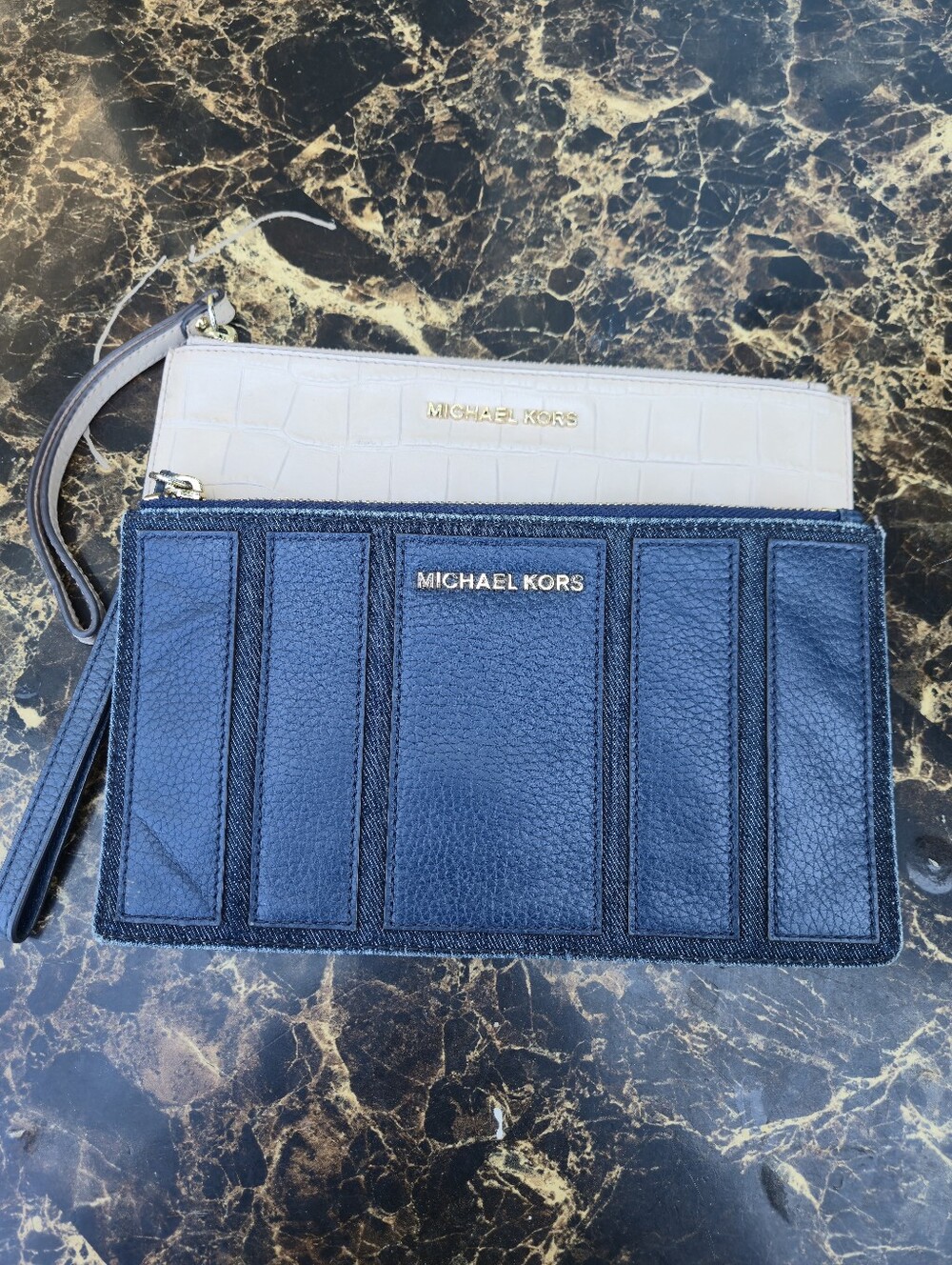 Michael Kors Denim & Leather Wristlet